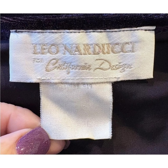 Vintage Leo Narducci Purple Velvet Midi Dress Women’s Size Large (E)‎ - Picture 3 of 3